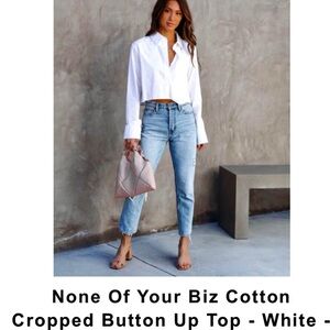 VICI cropped white button down collared shirt NEW size large